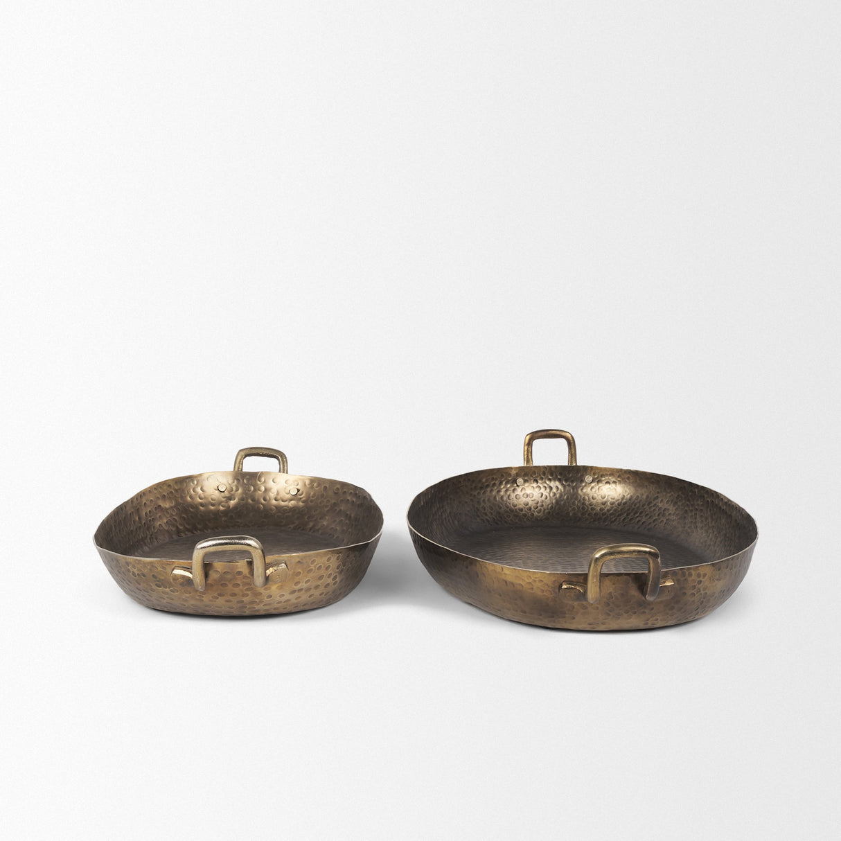 Pama Hammered Gold Metal Decorative Trays (Set of 2) by Mercana at Eve Furniture