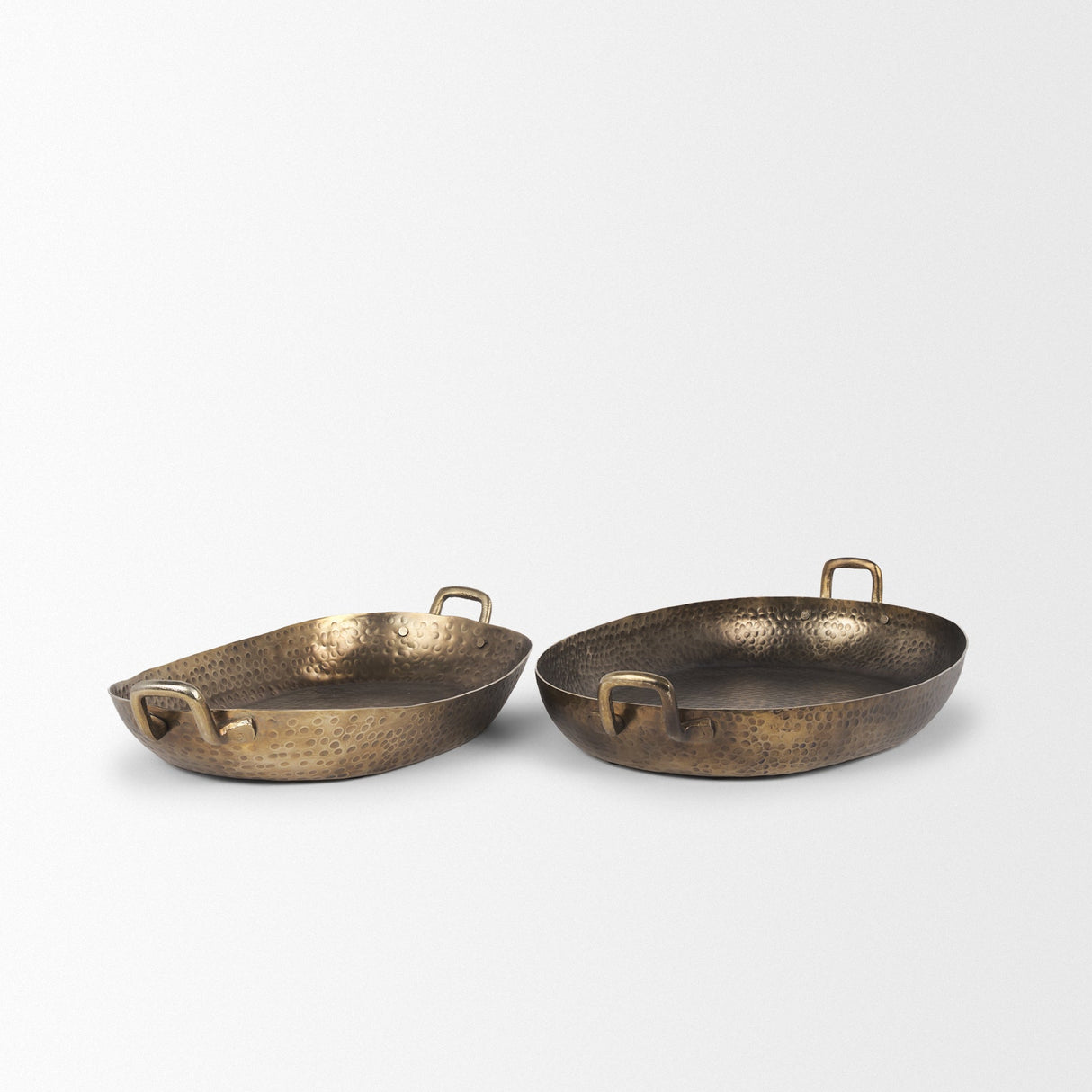 Pama Hammered Gold Metal Decorative Trays (Set of 2) by Mercana at Eve Furniture