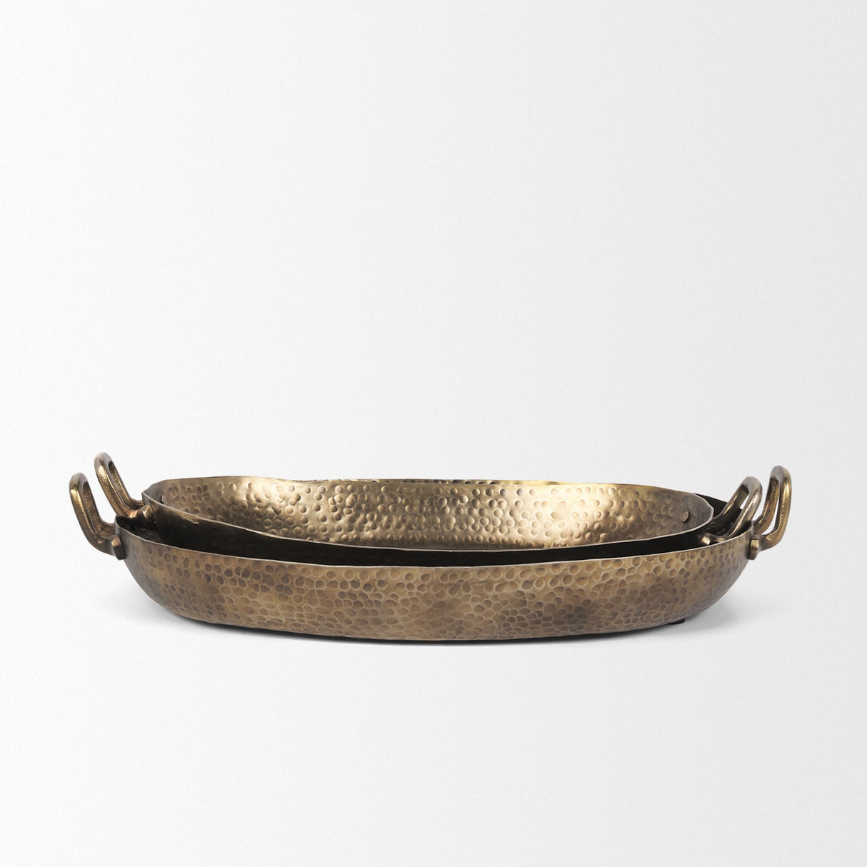 Pama Hammered Gold Metal Decorative Trays (Set of 2) by Mercana at Eve Furniture