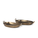 Pama Hammered Gold Metal Decorative Trays (Set of 2) by Mercana at Eve Furniture