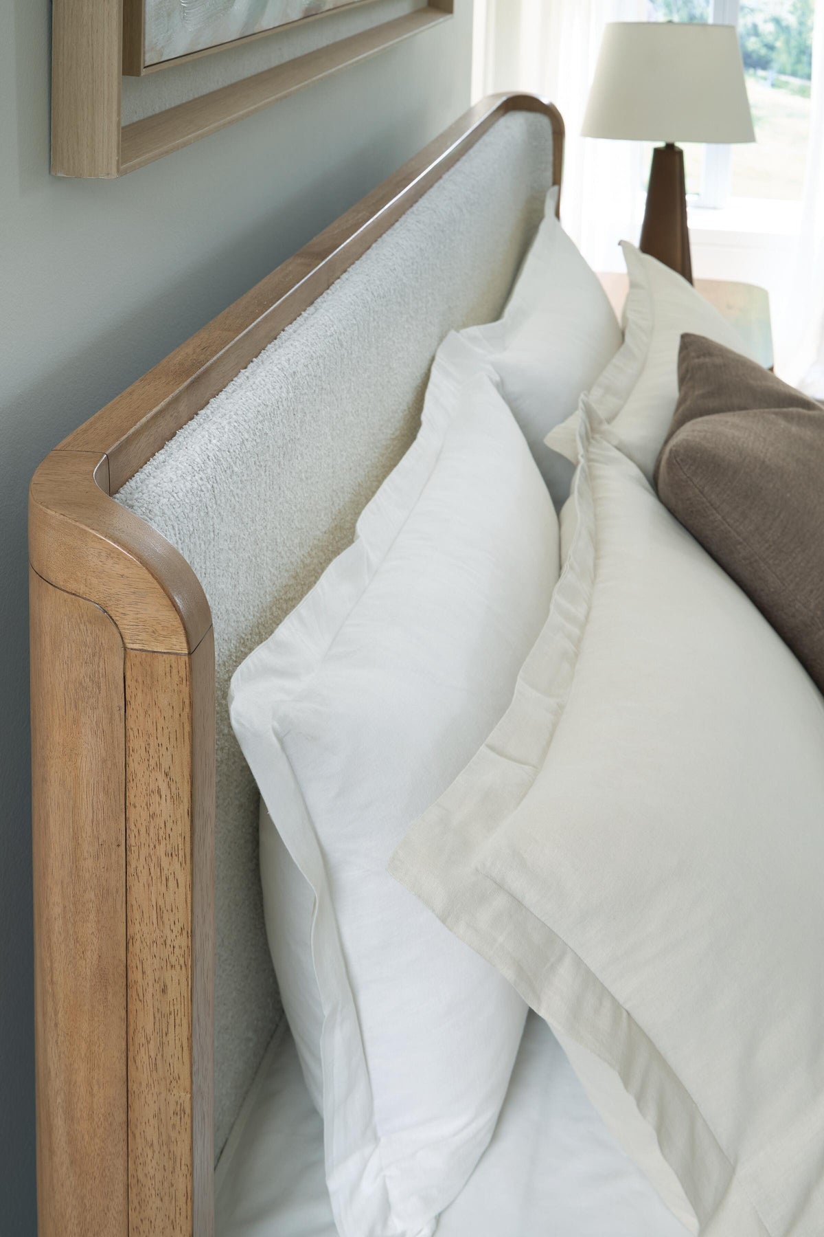 Pamaria Light Brown Queen Upholstered Bed by Ashley at Eve Furniture