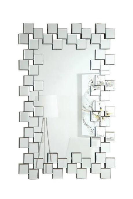 Pamela Silver Frameless Wall Mirror with Staggered Tiles by Coaster at Eve Furniture