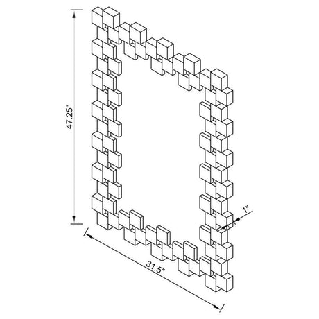 Pamela Silver Frameless Wall Mirror with Staggered Tiles by Coaster at Eve Furniture
