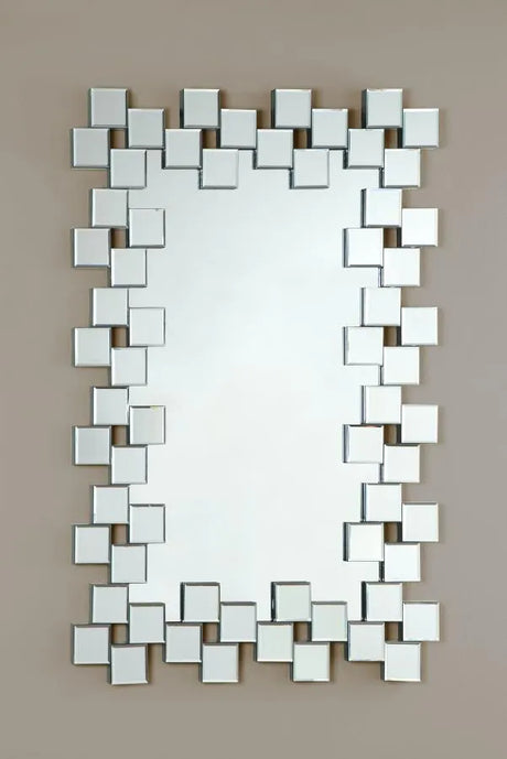 Pamela Silver Frameless Wall Mirror with Staggered Tiles by Coaster at Eve Furniture