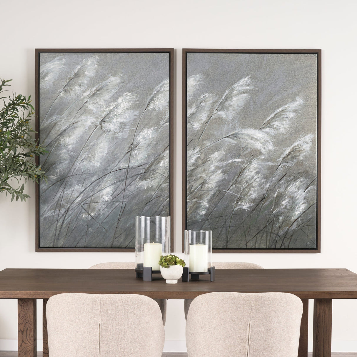 Pampas Grass Breeze II by Mercana Studio a Hand Embellished Textured Framed Canvas by Mercana at Eve Furniture
