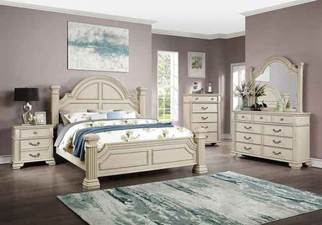 Pamphilos Antique White 5-Piece Queen Bedroom Set by Furniture of America at Eve Furniture