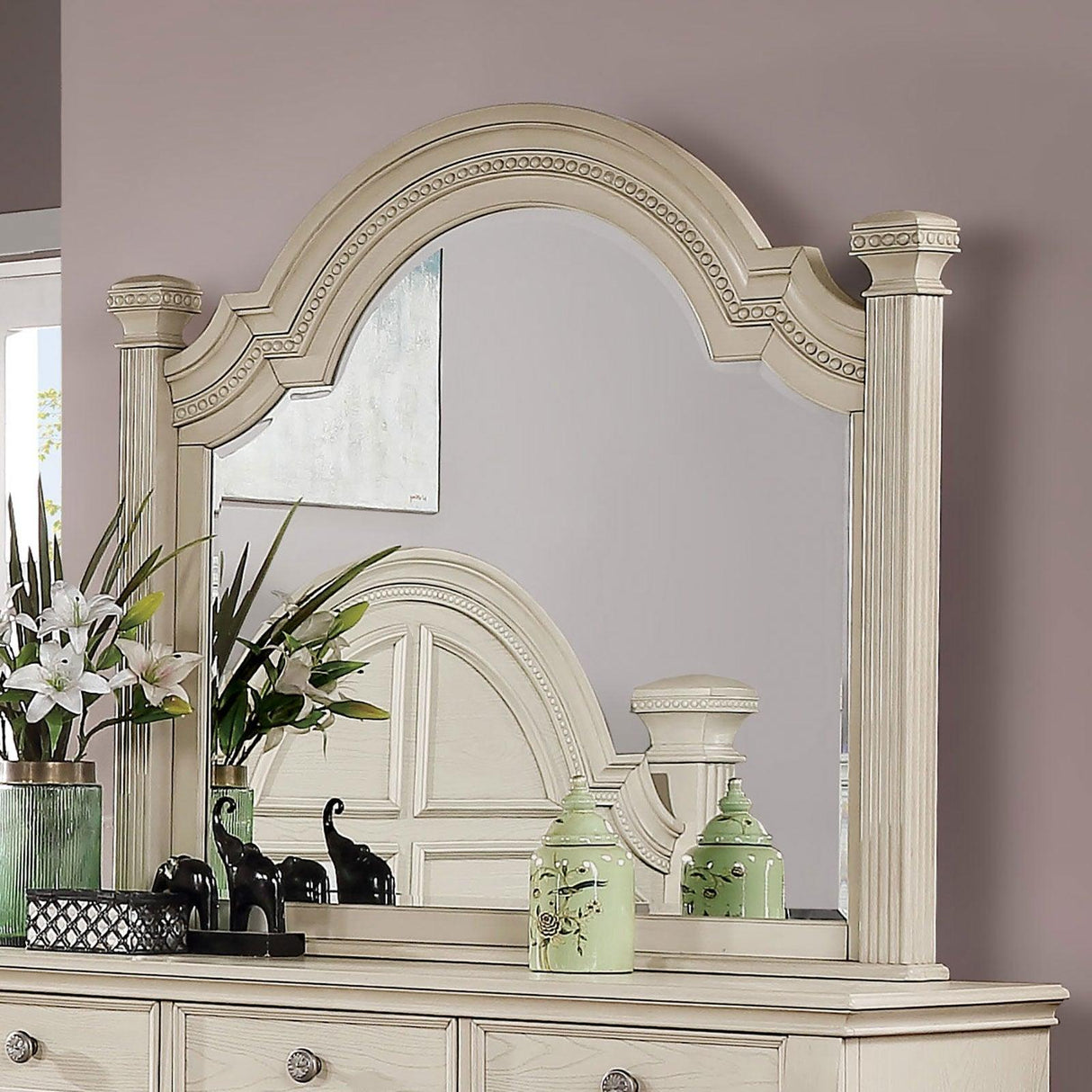 Pamphilos Antique White Mirror by Furniture of America at Eve Furniture