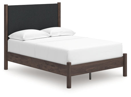 Pamytta Brown Full Upholstered Panel Platform Bed by Ashley at Eve Furniture