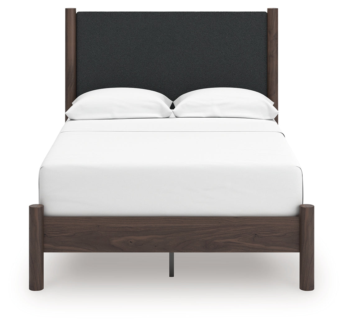 Pamytta Brown Full Upholstered Panel Platform Bed by Ashley at Eve Furniture