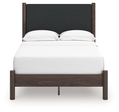 Pamytta Brown Full Upholstered Panel Platform Bed by Ashley at Eve Furniture