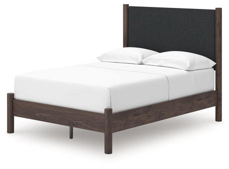 Pamytta Brown Full Upholstered Panel Platform Bed by Ashley at Eve Furniture