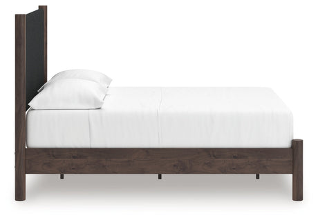 Pamytta Brown Full Upholstered Panel Platform Bed by Ashley at Eve Furniture