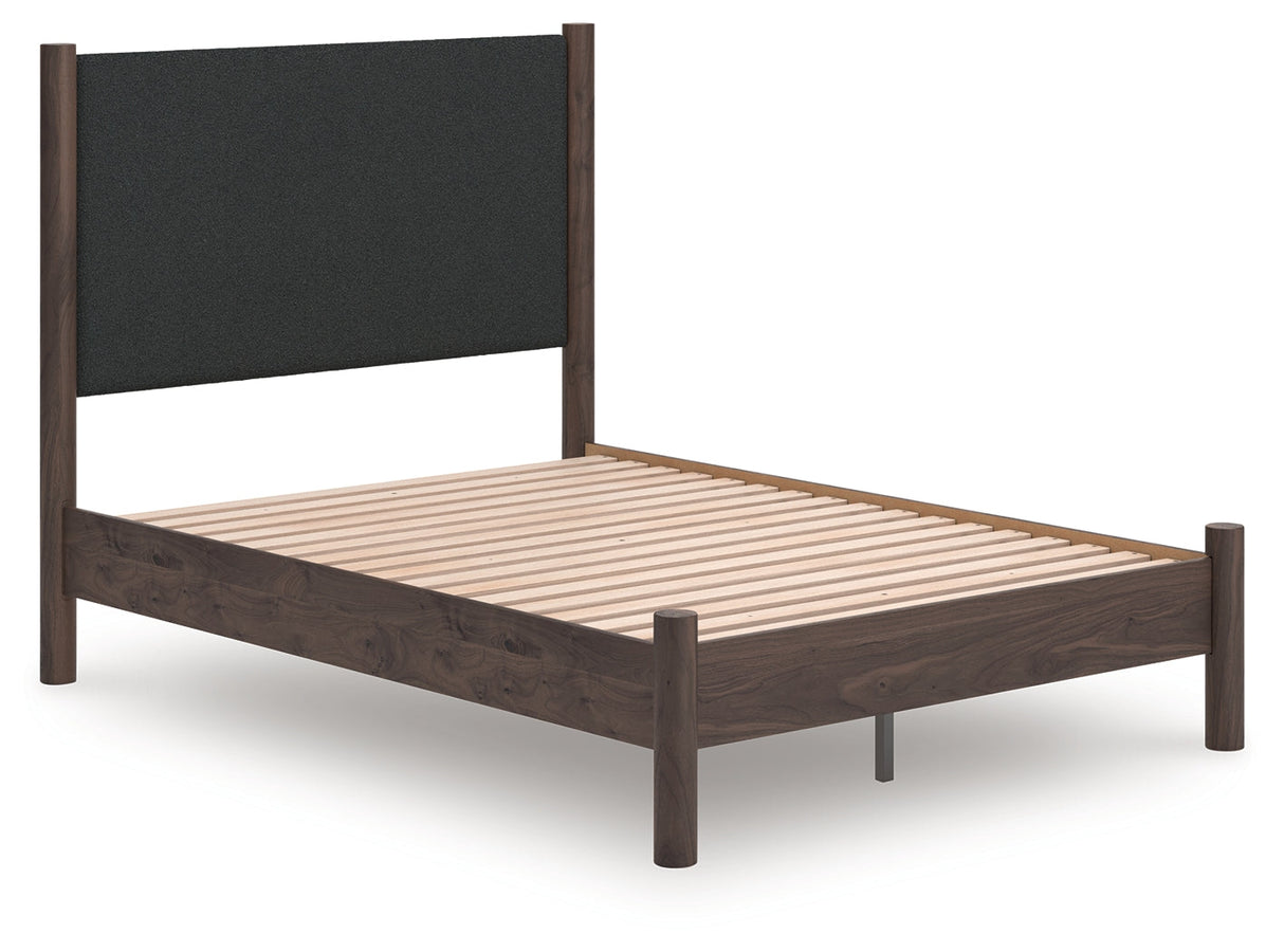 Pamytta Brown Full Upholstered Panel Platform Bed by Ashley at Eve Furniture