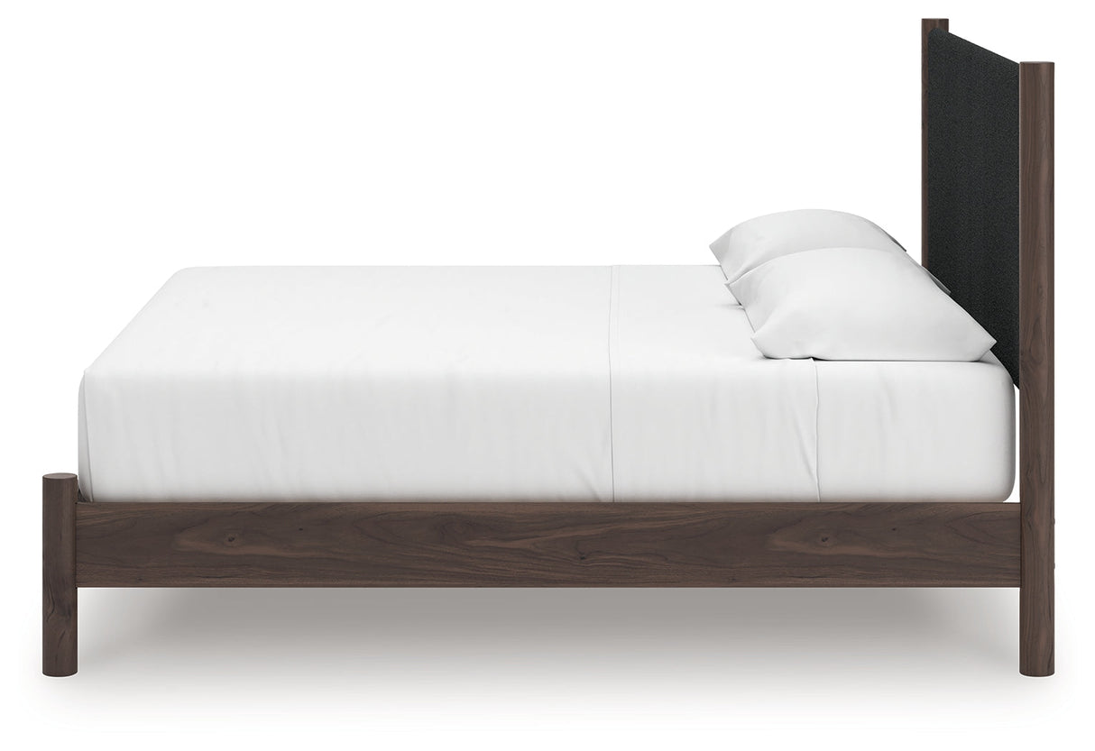 Pamytta Brown King Upholstered Panel Platform Bed by Ashley at Eve Furniture