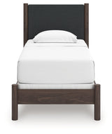 Pamytta Brown Twin Upholstered Panel Bed by Ashley at Eve Furniture