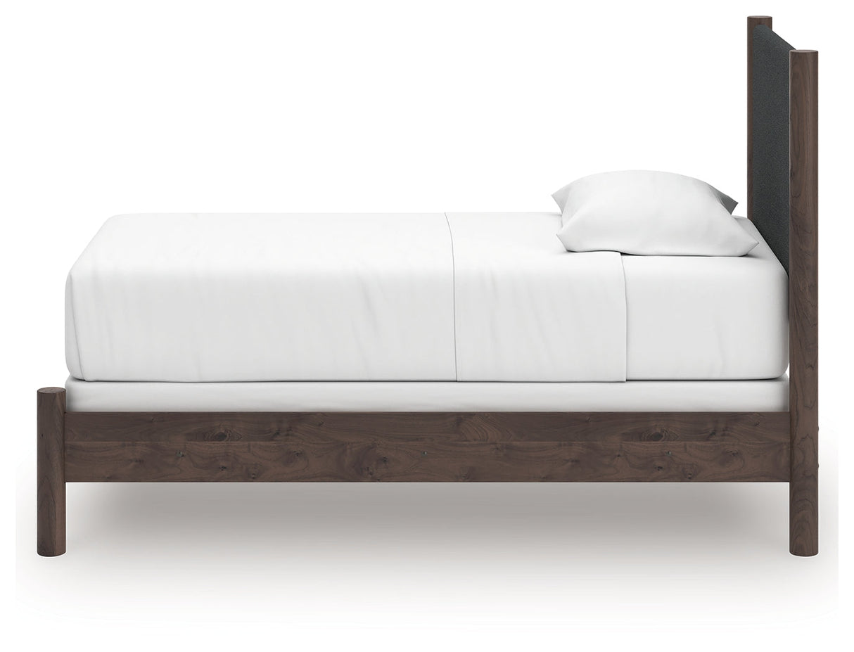 Pamytta Brown Twin Upholstered Panel Bed by Ashley at Eve Furniture