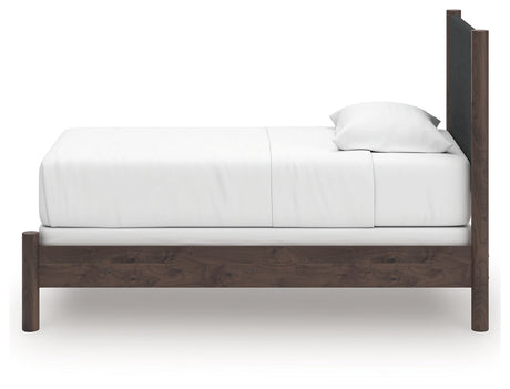Pamytta Brown Twin Upholstered Panel Bed by Ashley at Eve Furniture