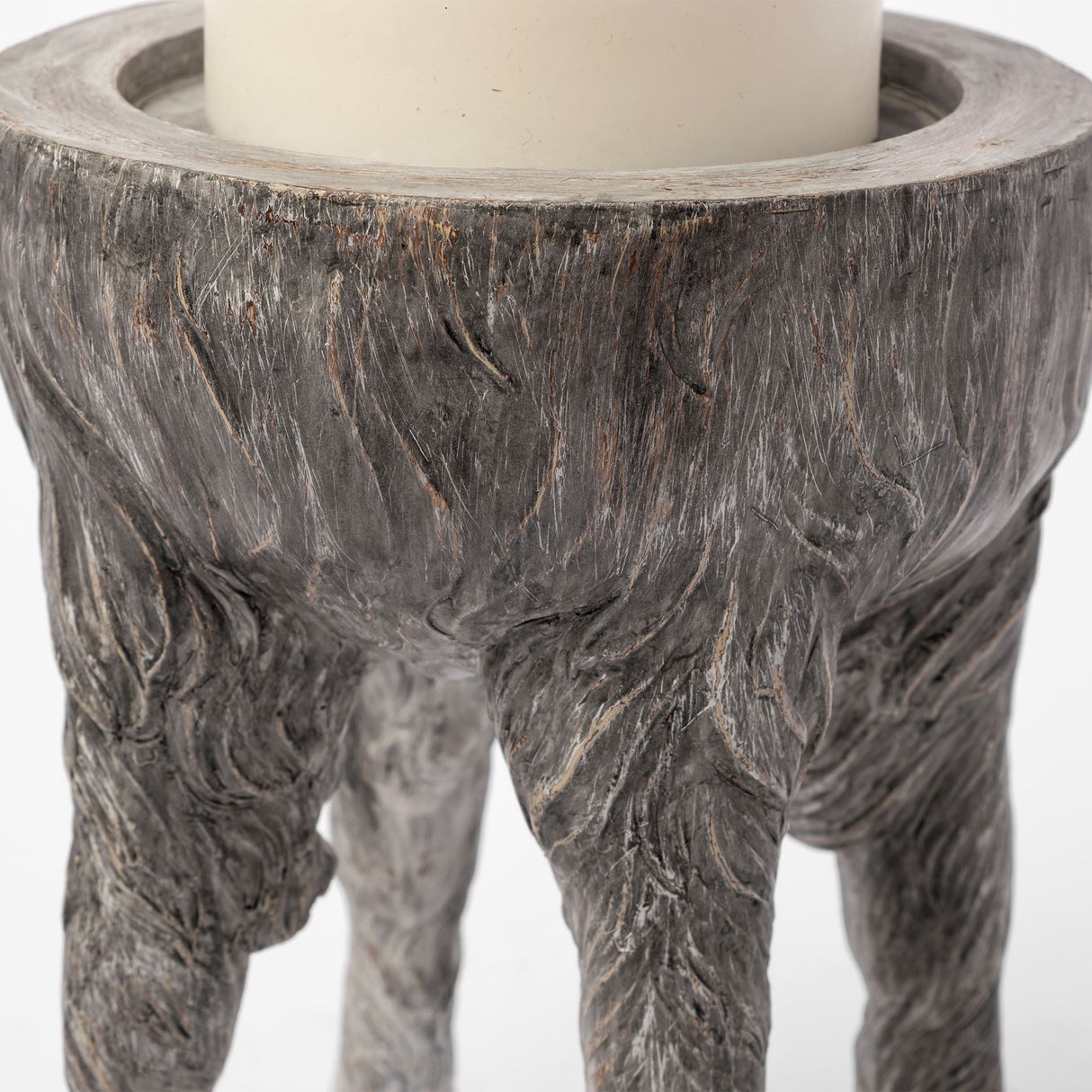 Pan Large Gray Ceramic Hoofed Table Candle Holder by Mercana at Eve Furniture