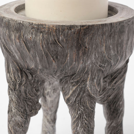 Pan Large Gray Ceramic Hoofed Table Candle Holder by Mercana at Eve Furniture