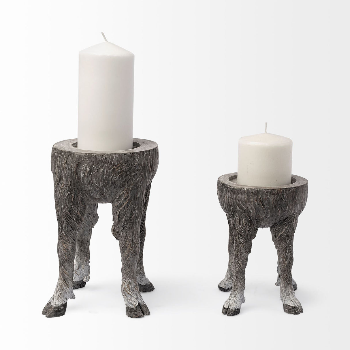Pan Small Gray Ceramic Hoofed Table Candle Holder by Mercana at Eve Furniture