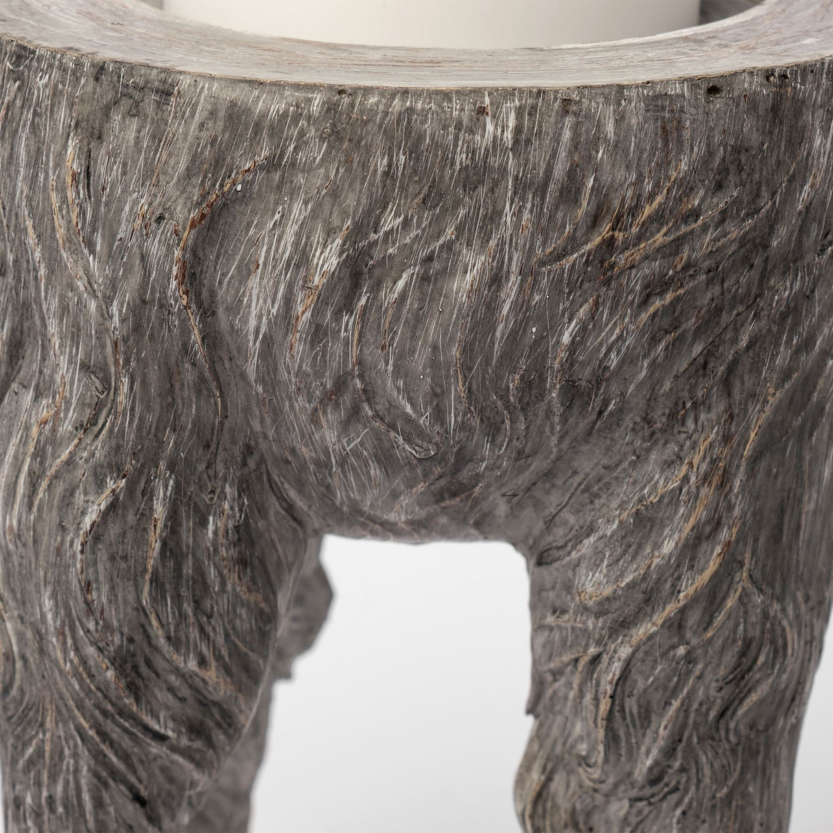 Pan Small Gray Ceramic Hoofed Table Candle Holder by Mercana at Eve Furniture