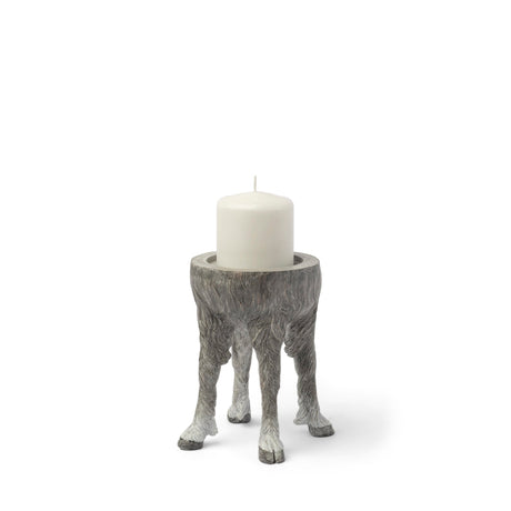 Pan Small Gray Ceramic Hoofed Table Candle Holder by Mercana at Eve Furniture