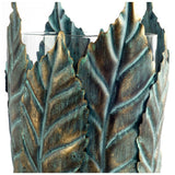 Pana I Small Green/Gold Metal Leaf Table Candle Holder by Mercana at Eve Furniture