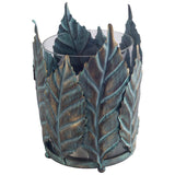 Pana I Small Green/Gold Metal Leaf Table Candle Holder by Mercana at Eve Furniture