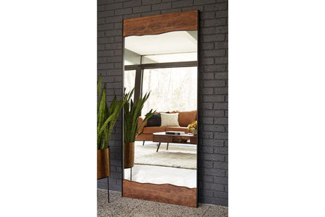 Panchali Brown/Black Floor Mirror by Ashley at Eve Furniture