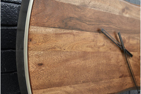 Panchali Brown/Silver Finish Wall Clock by Ashley at Eve Furniture