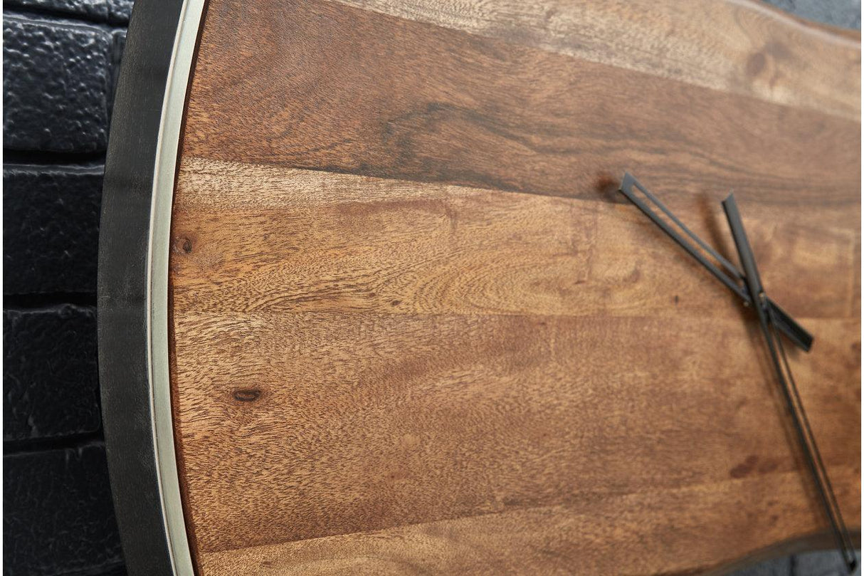 Panchali Brown/Silver Finish Wall Clock by Ashley at Eve Furniture