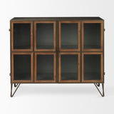 Pandora Dark Brass Metal W/Red Wood 2 Door Accent Cabinet by Mercana at Eve Furniture
