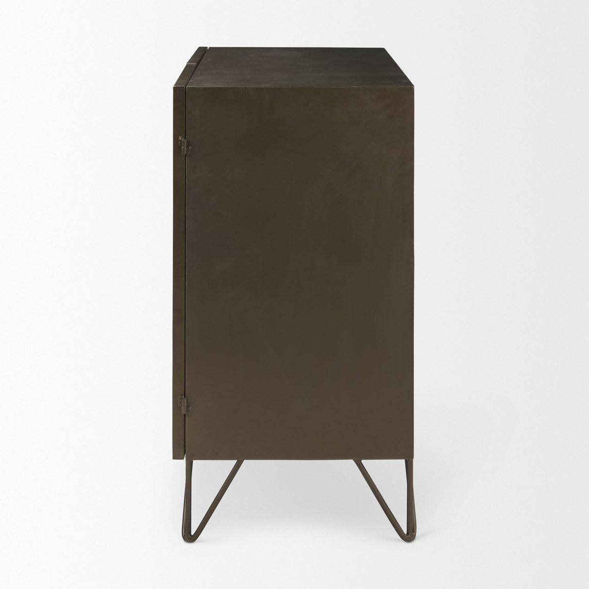 Pandora Dark Brass Metal W/Red Wood 2 Door Accent Cabinet by Mercana at Eve Furniture
