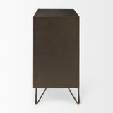 Pandora Dark Brass Metal W/Red Wood 2 Door Accent Cabinet by Mercana at Eve Furniture