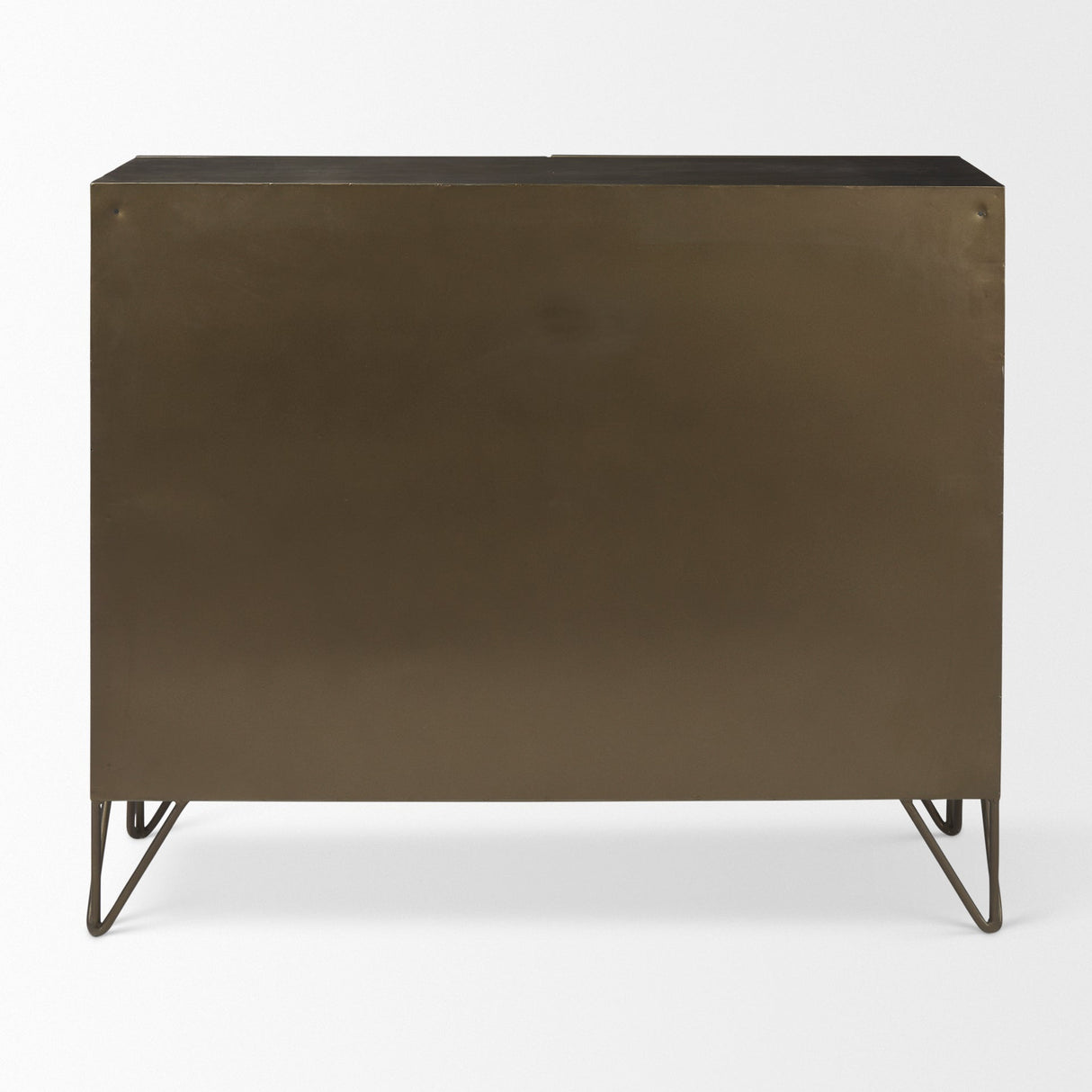 Pandora Dark Brass Metal W/Red Wood 2 Door Accent Cabinet by Mercana at Eve Furniture