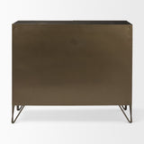 Pandora Dark Brass Metal W/Red Wood 2 Door Accent Cabinet by Mercana at Eve Furniture