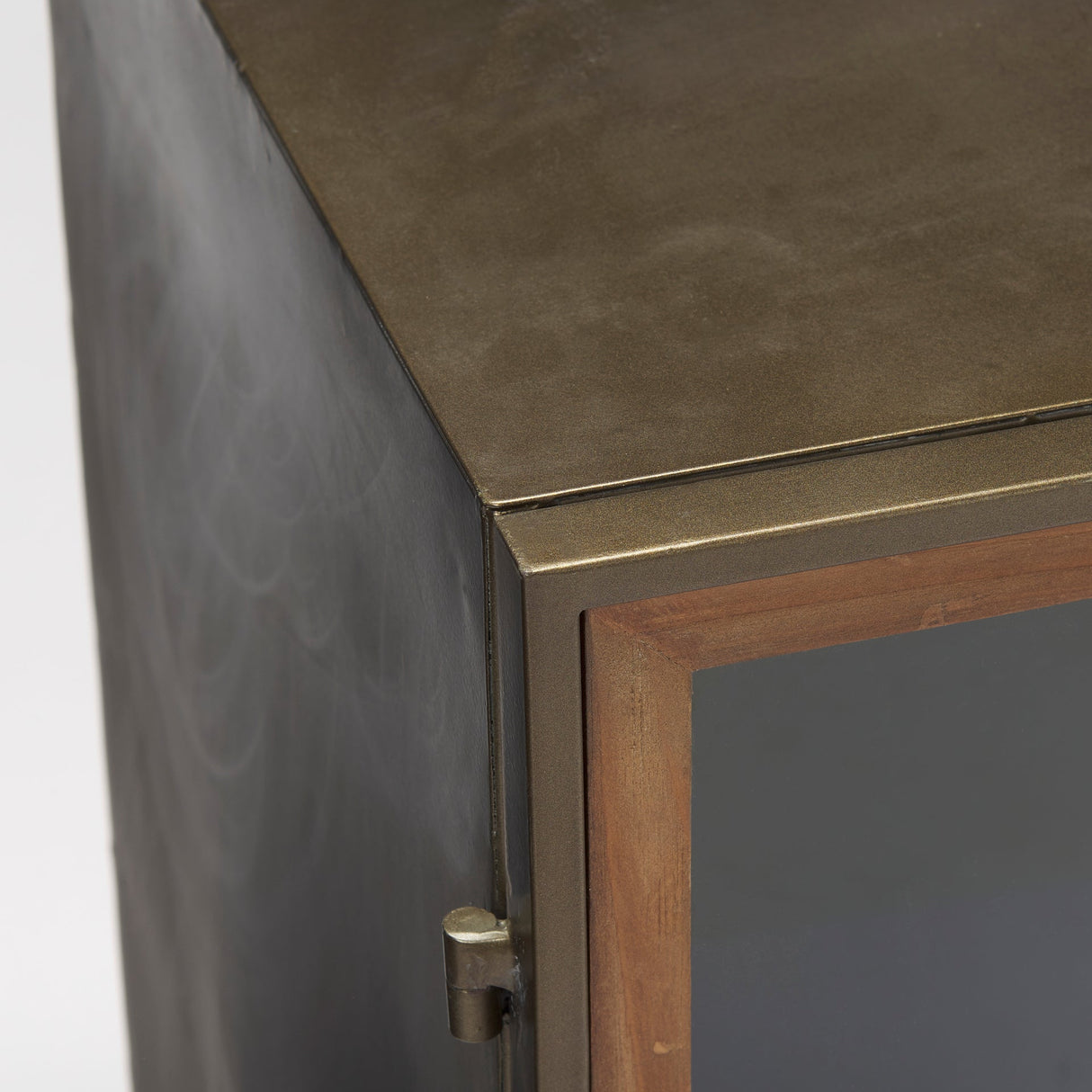 Pandora Dark Brass Metal W/Red Wood 2 Door Accent Cabinet by Mercana at Eve Furniture