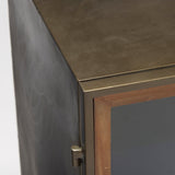 Pandora Dark Brass Metal W/Red Wood 2 Door Accent Cabinet by Mercana at Eve Furniture