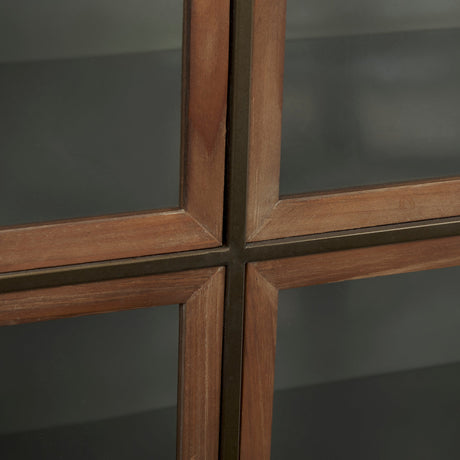 Pandora Dark Brass Metal W/Red Wood 2 Door Accent Cabinet by Mercana at Eve Furniture