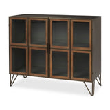 Pandora Dark Brass Metal W/Red Wood 2 Door Accent Cabinet by Mercana at Eve Furniture
