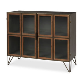 Pandora Dark Brass Metal W/Red Wood 2 Door Accent Cabinet by Mercana at Eve Furniture