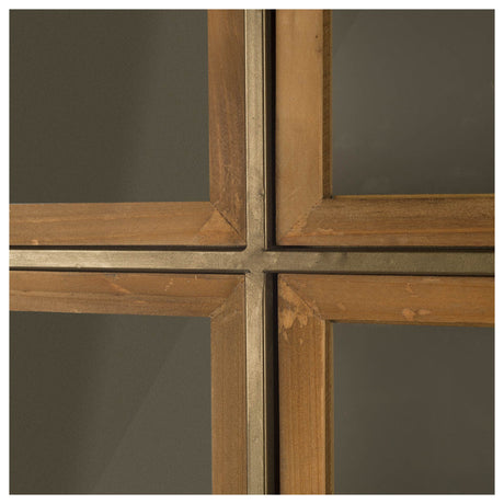 Pandora I Brown Wood and Metal Glass Door Display Cabinet by Mercana at Eve Furniture