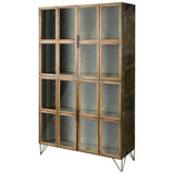 Pandora I Brown Wood and Metal Glass Door Display Cabinet by Mercana at Eve Furniture