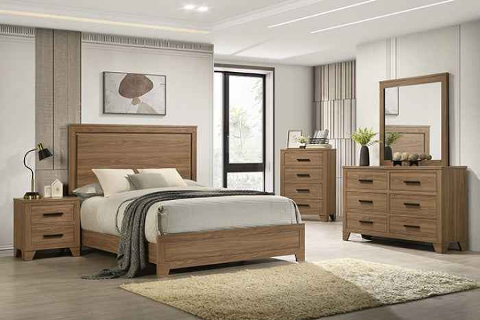 Panelli Walnut 5-Piece Queen Bedroom Set (2N) by Furniture of America at Eve Furniture