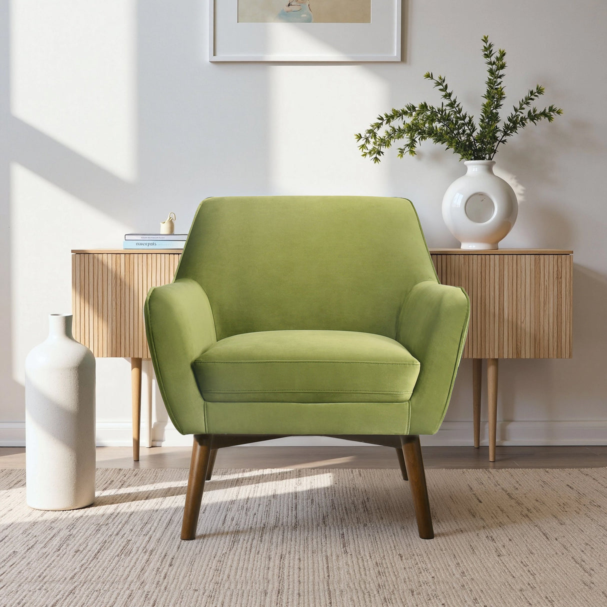Panom Pistacho Green Velvet Lounge Chair by Ashcroft Furniture at Eve Furniture