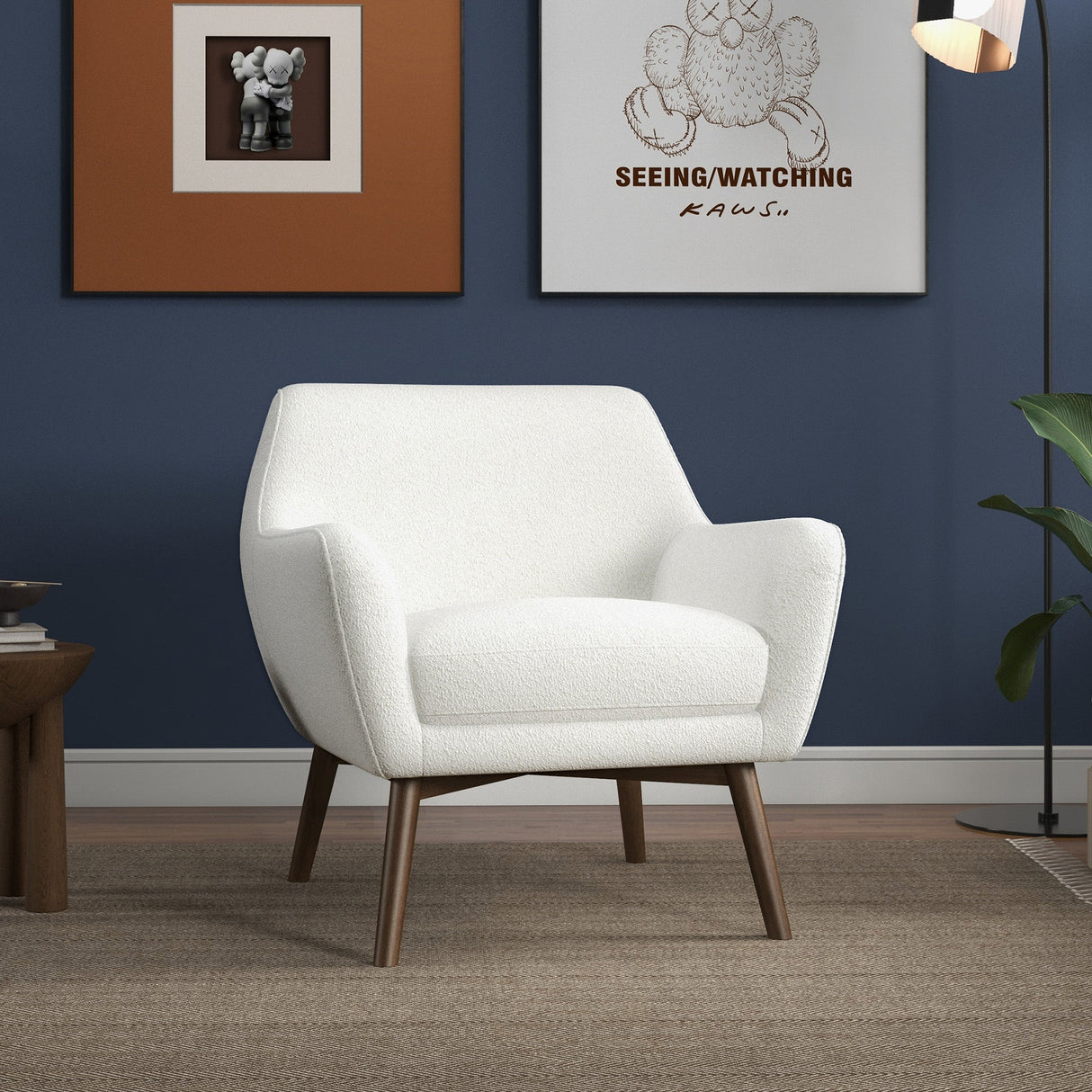 Panom White Boucle Lounge Chair by Ashcroft Furniture at Eve Furniture