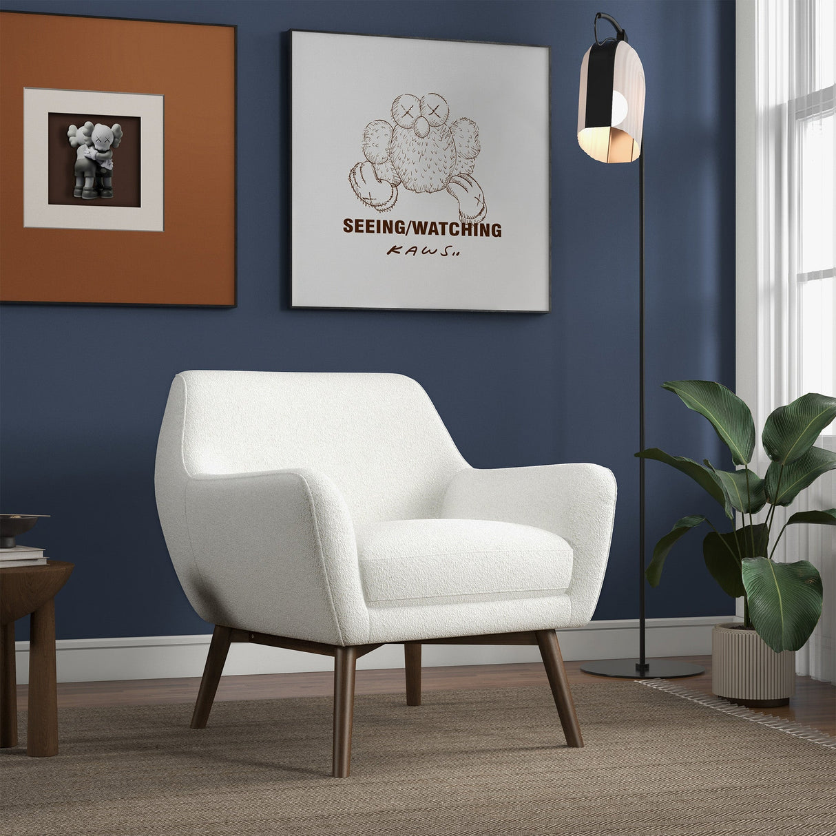 Panom White Boucle Lounge Chair by Ashcroft Furniture at Eve Furniture