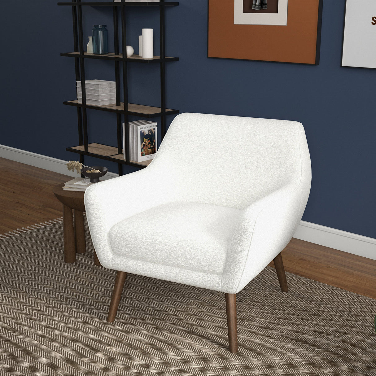 Panom White Boucle Lounge Chair by Ashcroft Furniture at Eve Furniture
