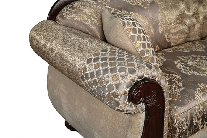 Paolini Light Brown/Dark Cherry 2-Piece Living Room Set by Furniture of America at Eve Furniture