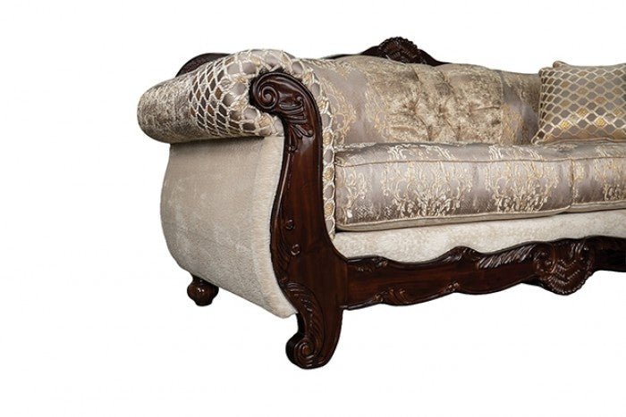 Paolini Light Brown/Dark Cherry 2-Piece Living Room Set by Furniture of America at Eve Furniture